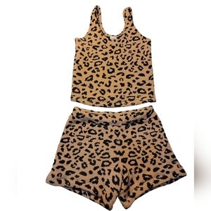 VS Pink leopard fuzzy pajamas